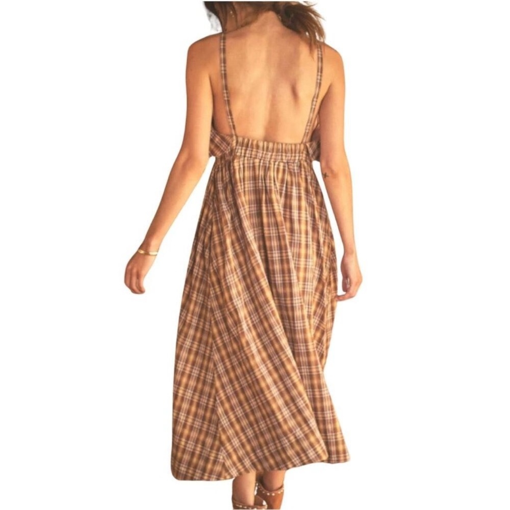 The  Odells Free People Plaid Brooke Maxi Dress Small Cottagecore Retro - Picture 4 of 4